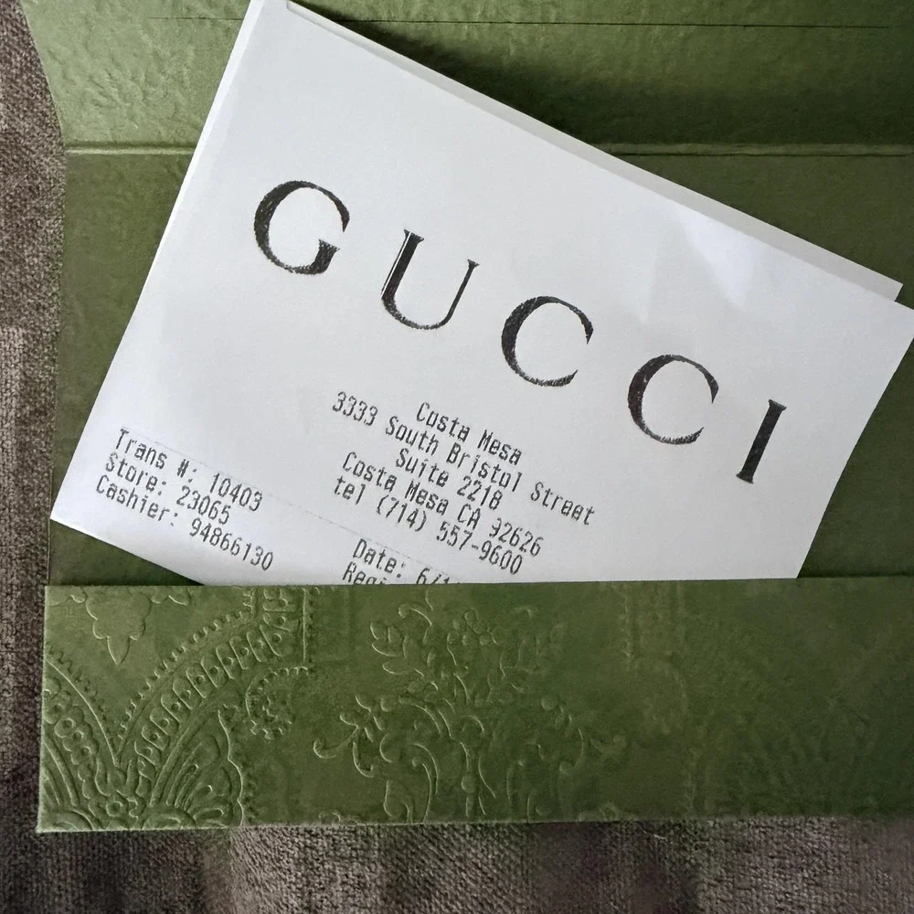 Gucci GG Supreme Navy Blue Beige Bifold Wallet NEW Box Dust Bag Ribbon Gift Set
